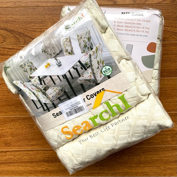 🪑 NEW DINING ROOM CHAIR COVERS | Beige | Stretch | 8 Cover Set | NWT - Picture 2 of 8